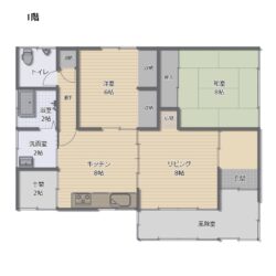 3DKの階段のないシンプル間取りで移動が楽です。※図面と現況が異なる場合は現況を優先します。間取