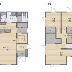 1階はLDKと水回りを配置し、2階には洋室3部屋とシンプルな間取り。間取